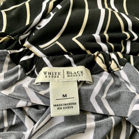 White House Black Market Geometric Sleeveless Black White Tan Shift Dres… - Picture 9 of 10
